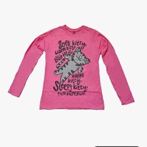 NWOT Ripple Junction Big Bang Theory Pink Long Sleeve Tee with Kitty Graphic S